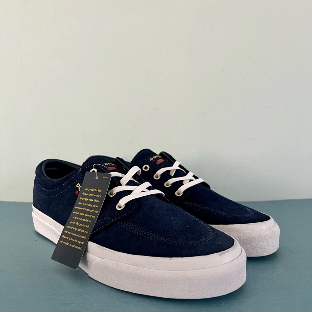 NWT Polo Ralph Lauren Sport Skate Navy Blue Suede Lace Up Sneakers‎